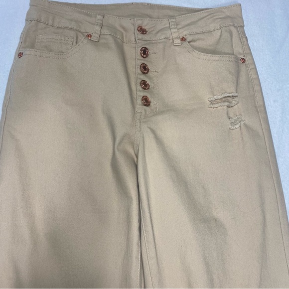 Amazon Highwaisted Ripped Distressed Flare Beige Long Pant Jeans Size 28/S #1364 - Picture 3 of 10
